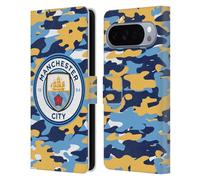 Head Case Designs Licenza Ufficiale Manchester City Man City FC Club Stemma Camou Custodia Portafoglio in Pelle Compatibile con Google Pixel 10 Pro XL
