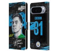 Head Case Designs Licenza Ufficiale Manchester City Man City FC Ederson Moraes Collezione Di Graffiti Di Murwalls Custodia Portafoglio in Pelle Compatibile con Google Pixel 10 Pro XL