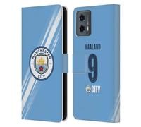 Head Case Designs Licenza Ufficiale Manchester City Man City FC Erling Haaland 2025/26 Giocatori Home Kit Custodia Portafoglio in Pelle Compatibile con Motorola Moto G (2023)