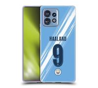 Head Case Designs Licenza Ufficiale Manchester City Man City FC Erling Haaland 2025/26 Giocatori Home Kit Custodia in Gel [Protezione di Grado Militare] Compatibile con Moto Edge 40 PRO/Plus 2023