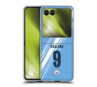 Head Case Designs Licenza Ufficiale Manchester City Man City FC Erling Haaland 2025/26 Giocatori Home Kit Custodia in Gel [Protezione di Grado Militare] Compatibile con RAZR 40 Ultra/RAZR+ 2023