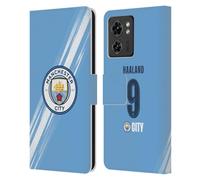 Head Case Designs Licenza Ufficiale Manchester City Man City FC Erling Haaland 2025/26 Giocatori Home Kit Custodia Portafoglio in Pelle Compatibile con Motorola Moto Edge 40/Edge (2023)