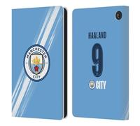 Head Case Designs Licenza Ufficiale Manchester City Man City FC Erling Haaland 2025/26 Giocatori Home Kit Custodia Portafoglio in Pelle Compatibile con Amazon Fire 7 2022