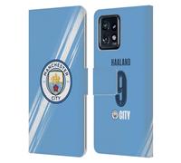 Head Case Designs Licenza Ufficiale Manchester City Man City FC Erling Haaland 2025/26 Giocatori Home Kit Custodia Portafoglio in Pelle Compatibile con Moto Edge 40 PRO/Plus 2023