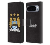 Head Case Designs Licenza Ufficiale Manchester City Man City FC Intero colore nero Crest Custodia Portafoglio in Pelle Compatibile con Google Pixel 10 Pro XL