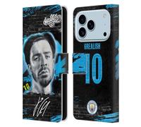 Head Case Designs Licenza Ufficiale Manchester City Man City FC Jack Grealish Collezione di Graffiti di Murwalls Custodia Portafoglio in Pelle Compatibile con Apple iPhone 17 PRO