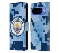 Head Case Designs Licenza Ufficiale Manchester City Man City FC Luna Blu Digital Camouflage Custodia Portafoglio in Pelle Compatibile con Google Pixel 10