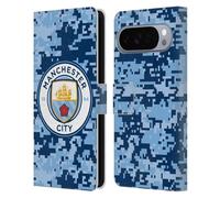 Head Case Designs Licenza Ufficiale Manchester City Man City FC Mattoni Luna Blu Digital Camouflage Custodia Portafoglio in Pelle Compatibile con Google Pixel 10 Pro XL