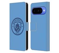 Head Case Designs Licenza Ufficiale Manchester City Man City FC Mono blu ossidiana Stemma Custodia Portafoglio in Pelle Compatibile con Google Pixel 10