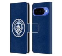 Head Case Designs Licenza Ufficiale Manchester City Man City FC Ossidiana mono bianco Stemma Custodia Portafoglio in Pelle Compatibile con Google Pixel 10