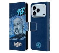 Head Case Designs Licenza Ufficiale Manchester City Man City FC Pep Guardiola Collezione di Graffiti di Murwalls Custodia Portafoglio in Pelle Compatibile con Apple iPhone 17 PRO
