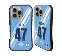 Head Case Designs Licenza Ufficiale Manchester City Man City FC Phil Foden 2025/26 Giocatori Home Kit Custodia Cover Ibrida Compatibile con Apple iPhone 16 PRO