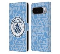 Head Case Designs Licenza Ufficiale Manchester City Man City FC Sky Blue Fight Pattern Custodia Portafoglio in Pelle Compatibile con Google Pixel 10 Pro XL