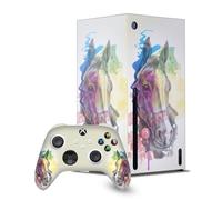 Head Case Designs Licenza Ufficiale Mark Ashkenazi Cavallo Mix Arte Pacchetto Console Da Gioco Wrap E Pelle Per Controller Compatibile con Xbox Series X