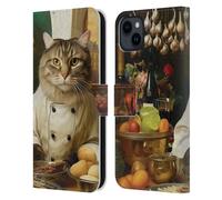 Head Case Designs Licenza Ufficiale Michael David Ward Chef Gatto Umorismo E Botanica Custodia Portafoglio in Pelle Compatibile con Apple iPhone 15 Plus