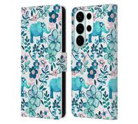Head Case Designs Licenza Ufficiale Micklyn Le Feuvre Dusty Pink White And Teal Elephant Pattern 2 Custodia Portafoglio in Pelle Compatibile con Samsung Galaxy S26 Ultra
