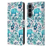 Head Case Designs Licenza Ufficiale Micklyn Le Feuvre Dusty Pink White And Teal Elephant Pattern 2 Custodia Portafoglio in Pelle Compatibile con Samsung Galaxy S26 Plus