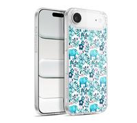 Head Case Designs Licenza Ufficiale Micklyn Le Feuvre Dusty Pink White And Teal Elephant Pattern 2 Custodia in Gel [Grado Militare] Compatibile con Apple iPhone 17 Air E Compatibile con MagSafe