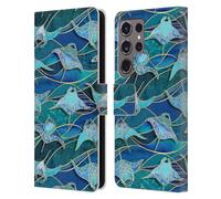 Head Case Designs Licenza Ufficiale Micklyn Le Feuvre Mante Patchwork in Blu Flora E Fauna Custodia Portafoglio in Pelle Compatibile con Samsung Galaxy S24 Ultra 5G