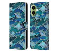 Head Case Designs Licenza Ufficiale Micklyn Le Feuvre Mante Patchwork in Blu Flora E Fauna Custodia Portafoglio in Pelle Compatibile con Apple iPhone 17