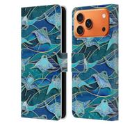 Head Case Designs Licenza Ufficiale Micklyn Le Feuvre Mante Patchwork in Blu Flora E Fauna Custodia Portafoglio in Pelle Compatibile con Apple iPhone 17 Pro Max