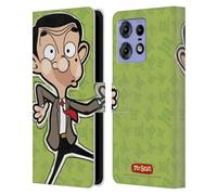 Head Case Designs Licenza Ufficiale Mr. Bean: La Serie Animata Viso Grafica Arte Custodia Portafoglio in Pelle Compatibile con Motorola Edge 50 PRO