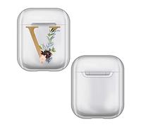Head Case Designs Licenza Ufficiale Nature Magick Lettera V Monogramma Lettera Floreale 2 Trasparente Dura Cristallina Compatibile con Apple AirPods 1 1st Gen / 2 2nd Gen Charging Case