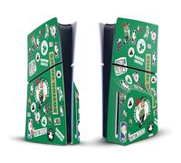 Head Case Designs Licenza Ufficiale NBA Collage di Sticker Boston Celtics Vinile Sticker Gaming Pelle Adesivo Compatibile con Sony Playstation 5 PS5 Slim Disc Edition Console