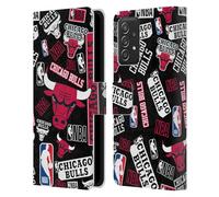 Head Case Designs Licenza Ufficiale NBA Collage di Sticker Chicago Bulls Custodia Portafoglio in Pelle Compatibile con Galaxy A52 / A52s / 5G (2021)
