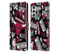 Head Case Designs Licenza Ufficiale NBA Collage di Sticker Chicago Bulls Custodia Portafoglio in Pelle Compatibile con Samsung Galaxy S21+ 5G