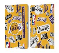 Head Case Designs Licenza Ufficiale NBA Collage di Sticker Los Angeles Lakers Custodia Portafoglio in Pelle Compatibile con Apple iPad PRO 11 2020/2021 / 2022