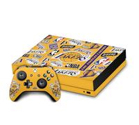 Head Case Designs Licenza Ufficiale NBA Collage di Sticker Los Angeles Lakers Vinile Sticker Gaming Pelle Adesivo Compatibile con Xbox One X Console And Controller Bundle