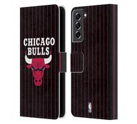 Head Case Designs Licenza Ufficiale NBA Design a Righe Sottili Nero Chicago Bulls Logo Custodia Portafoglio in Pelle Compatibile con Samsung Galaxy S21 Fe 5G