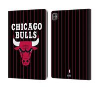 Head Case Designs Licenza Ufficiale NBA Design a Righe Sottili Nero Chicago Bulls Logo Custodia Portafoglio in Pelle Compatibile con Apple iPad PRO 13 M4/M5 2024/2025