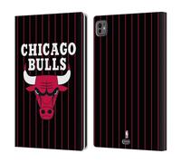 Head Case Designs Licenza Ufficiale NBA Design a Righe Sottili Nero Chicago Bulls Logo Custodia Portafoglio in Pelle Compatibile con Apple iPad PRO 11 M4/M5 2024/2025