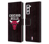 Head Case Designs Licenza Ufficiale NBA Design a Righe Sottili Nero Chicago Bulls Logo Custodia Portafoglio in Pelle Compatibile con Samsung Galaxy S21+ 5G