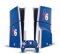 Head Case Designs Licenza Ufficiale NBA Design Blu Philadelphia 76ers Logo Vinile Sticker Gaming Pelle Adesivo Compatibile con Sony Playstation 5 PS5 Slim Disc Edition Console & DualSense Controller