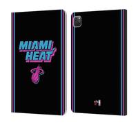 Head Case Designs Licenza Ufficiale NBA Design Notti Vice Nero Miami Heat Logo Custodia Portafoglio in Pelle Compatibile con Apple iPad PRO 11 2020/2021 / 2022