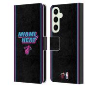 Head Case Designs Licenza Ufficiale NBA Design Notti Vice Nero Miami Heat Logo Custodia Portafoglio in Pelle Compatibile con Samsung Galaxy S25+