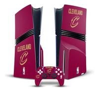 Head Case Designs Licenza Ufficiale NBA Design Rosso Cleveland Cavaliers Logo Vinile Sticker Gaming Pelle Adesivo Compatibile con Sony PlayStation 5 PS5 Pro Disc Edition Console & DualSense Controller