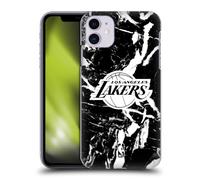 Head Case Designs Licenza Ufficiale NBA Marmo Nero Los Angeles Lakers Custodia Cover Dura per Parte Posteriore Compatibile con Apple iPhone 11