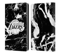 Head Case Designs Licenza Ufficiale NBA Marmo Nero Los Angeles Lakers Custodia Portafoglio in Pelle Compatibile con Amazon Fire 7 2022
