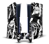 Head Case Designs Licenza Ufficiale NBA Marmo Nero Los Angeles Lakers Vinile Sticker Gaming Pelle Adesivo Compatibile con Sony Playstation 5 PS5 PRO Disc Edition Console & DualSense Controller