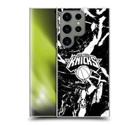 Head Case Designs Licenza Ufficiale NBA Marmo Nero New York Knicks Custodia Cover Dura per Parte Posteriore Compatibile con Samsung Galaxy S24 Ultra 5G