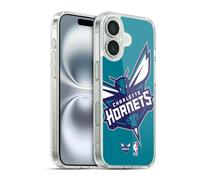 Head Case Designs Licenza Ufficiale NBA Sovradimensionato Charlotte Hornets Logo Custodia in Gel [Protezione di Grado Militare] Compatibile con Apple iPhone 16 E Compatibile con MagSafe