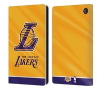 Head Case Designs Licenza Ufficiale NBA Striscione Orizzontale Los Angeles Lakers Custodia Portafoglio in Pelle Compatibile con Amazon Fire 7 2022
