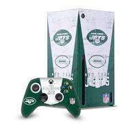 Head Case Designs Licenza Ufficiale NFL Banner New York Jets Pacchetto Console Da Gioco Wrap E Pelle Per Controller Compatibile con Xbox Series X