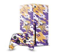 Head Case Designs Licenza Ufficiale NFL Camou Minnesota Vikings Pacchetto Console Da Gioco Wrap E Pelle Per Controller Compatibile con Xbox Series X