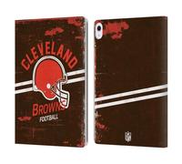 Head Case Designs Licenza Ufficiale NFL Casco Stressato Cleveland Browns Logo Art Custodia Portafoglio in Pelle Compatibile con Apple iPad Air 13 2024/2025