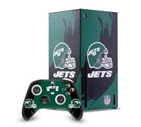 Head Case Designs Licenza Ufficiale NFL Colpo di spazzata New York Jets Pacchetto Console Da Gioco Wrap E Pelle Per Controller Compatibile con Xbox Series X